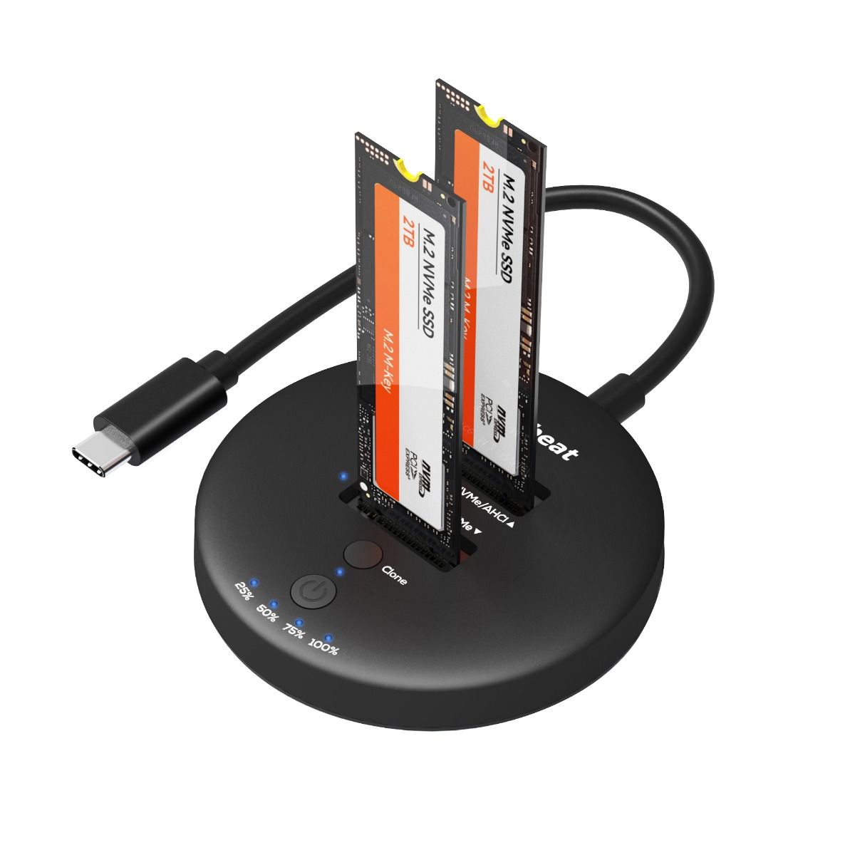 H3 USB 3.2 Gen2x2 20Gbps Dual M.2 NVMe SSD Dock with Clone Duplicator | Black | High-Performance