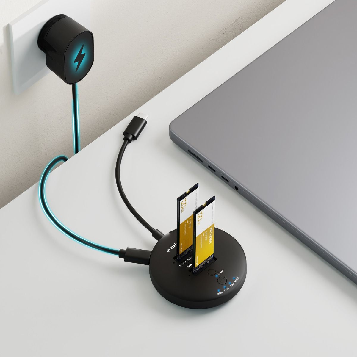 H3 USB 3.2 Gen2x2 20Gbps Dual M.2 NVMe SSD Dock with Clone Duplicator | Black | High-Performance