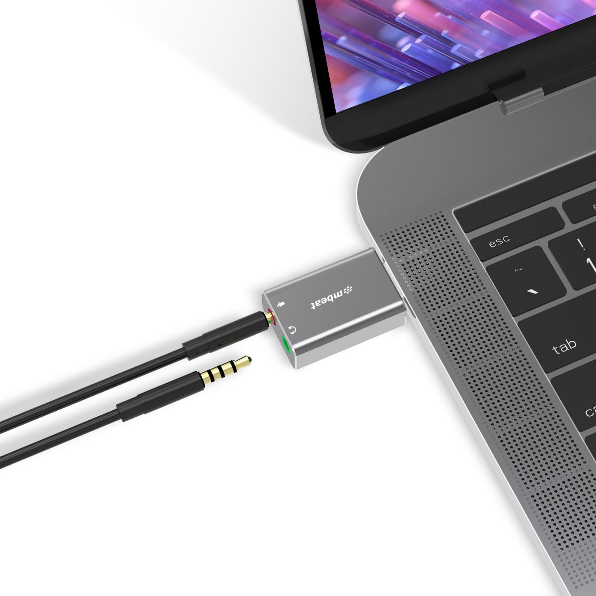 Elite USB to 3.5mm Audio & Microphone Adapter | Space Grey | High-Quality Sound