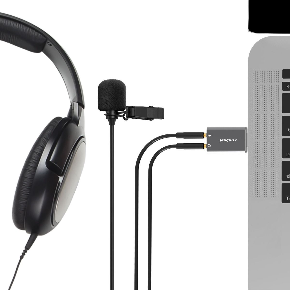 Elite USB to 3.5mm Audio & Microphone Adapter | Space Grey | High-Quality Sound