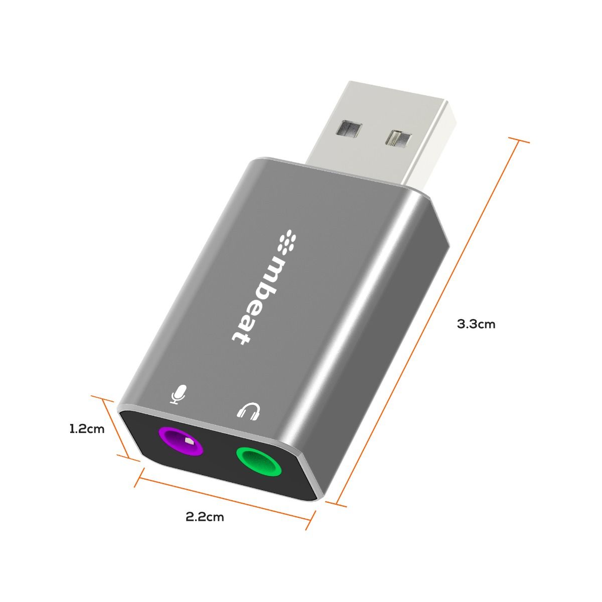 Elite USB to 3.5mm Audio & Microphone Adapter | Space Grey | High-Quality Sound