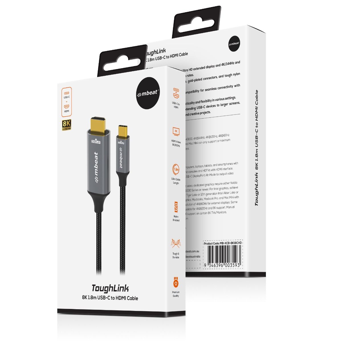 Tough Link | 8K 1.8m USB-C to HDMI Cable