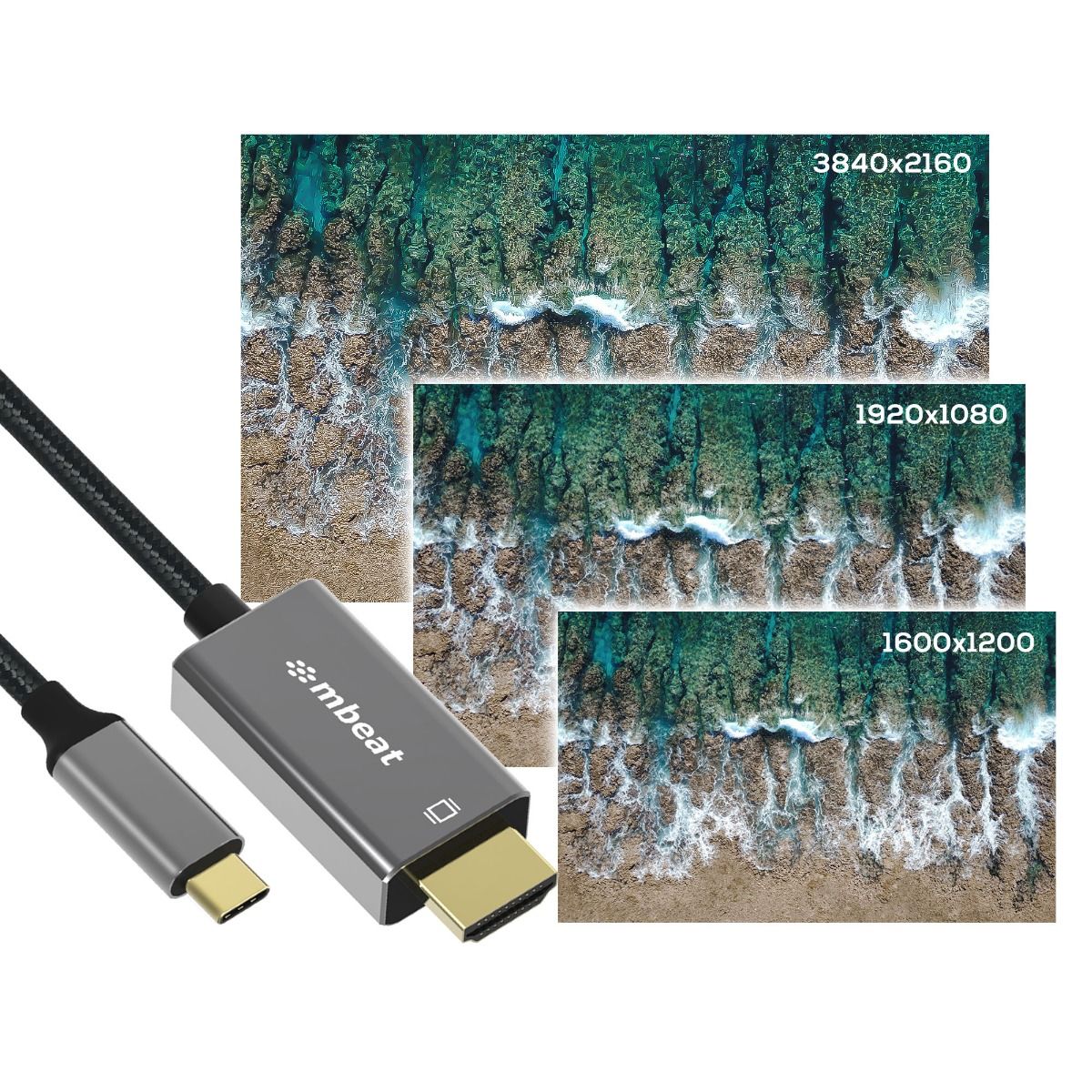 Tough Link USB-C to HDMI Cable | 1.8M | 4K | Space Grey