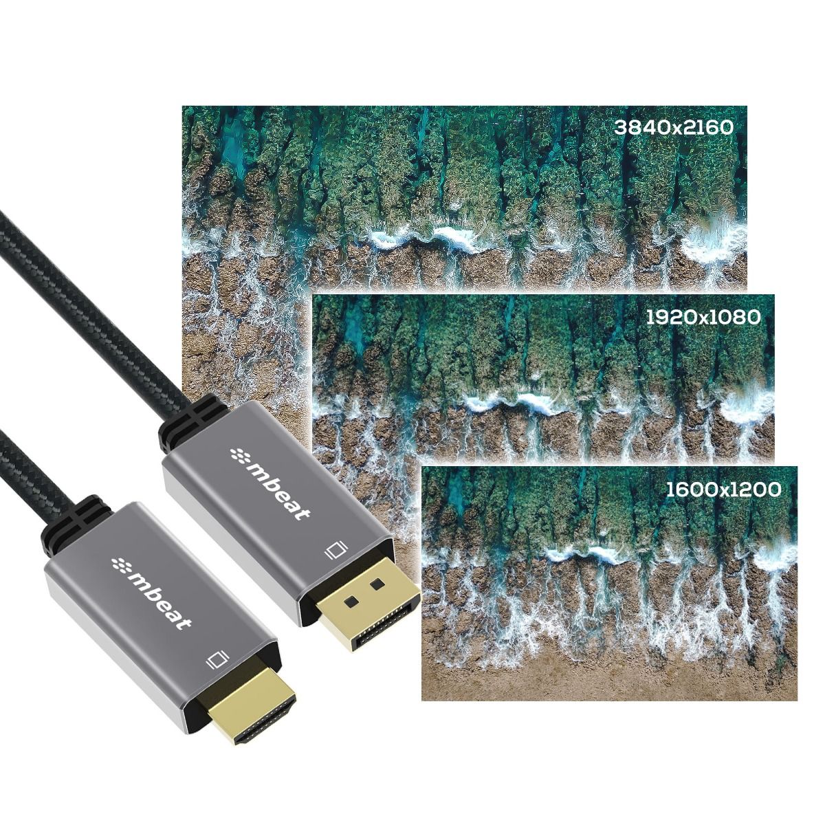 Tough Link DisplayPort to HDMI Cable | 1.8M | 4K @60Hz | Space Grey