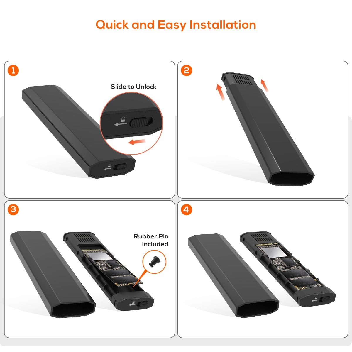 mbeat Elite USB-C to M.2 SSD Enclosure (M-Key, B+M Key) | Matte Black