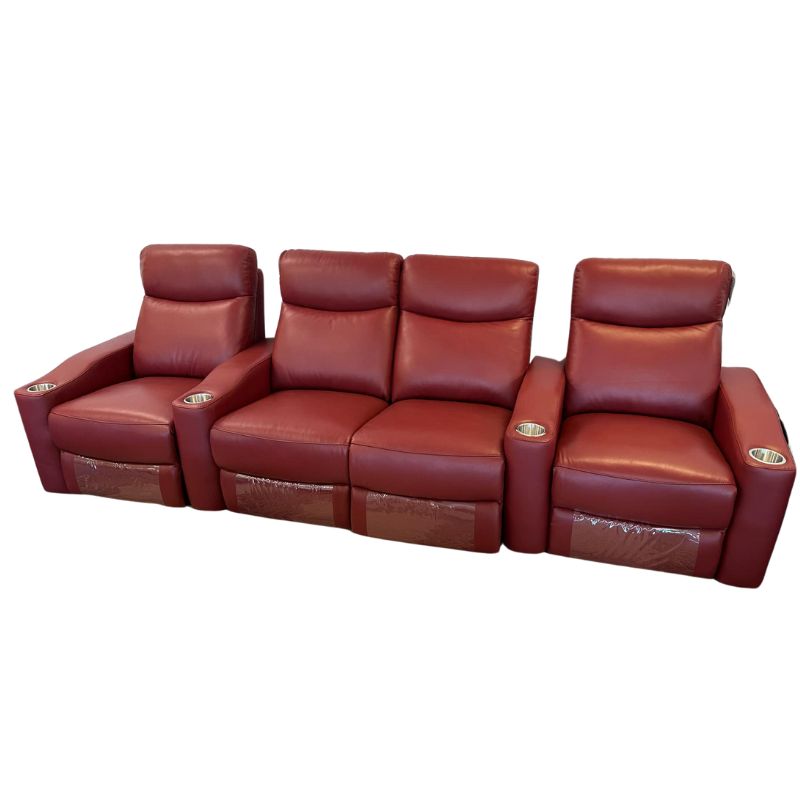Chicago 4 Seat Home Theatre Lounge | Electric Recliners | 4 Cup Holders
