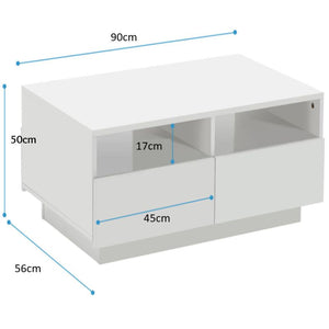 High Gloss White LED Coffee Table | 4 Drawers | Modern & Sleek