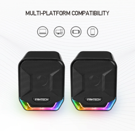 FANTECH SONAR GS202 Computer Speakers | USB & 3.5mm | RGB Mini Wired Speakers | Acoustic Clarity for PC & Laptop