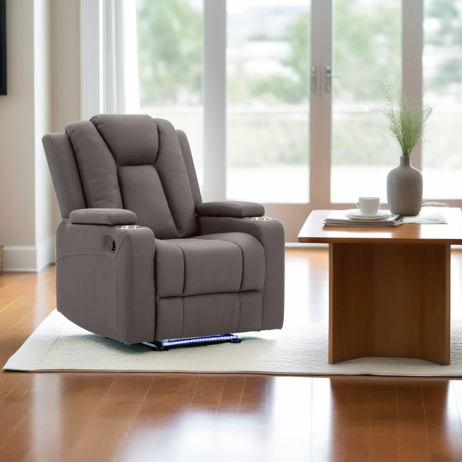 Theatre Electric Recliner Sofa | Buckskin Fabric | Single Seat | Chocolate Color