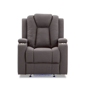 Theatre Electric Recliner Sofa | Buckskin Fabric | Single Seat | Chocolate Color