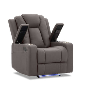 Theatre Electric Recliner Sofa | Buckskin Fabric | Single Seat | Chocolate Color
