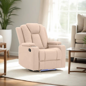 Theatre Electric Recliner Sofa | Buckskin Fabric | Single Seat | Latte Color