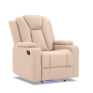 Theatre Electric Recliner Sofa | Buckskin Fabric | Single Seat | Latte Color