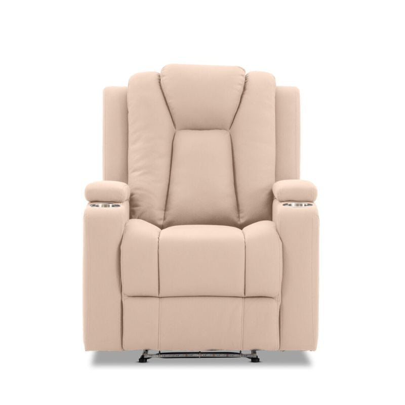 Theatre Electric Recliner Sofa | Buckskin Fabric | Single Seat | Latte Color