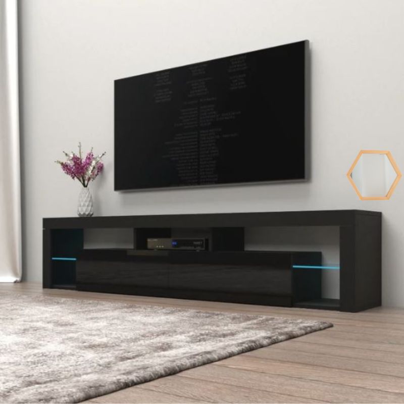 Modern TV Cabinet | Living Room Furniture | 200cm | Black