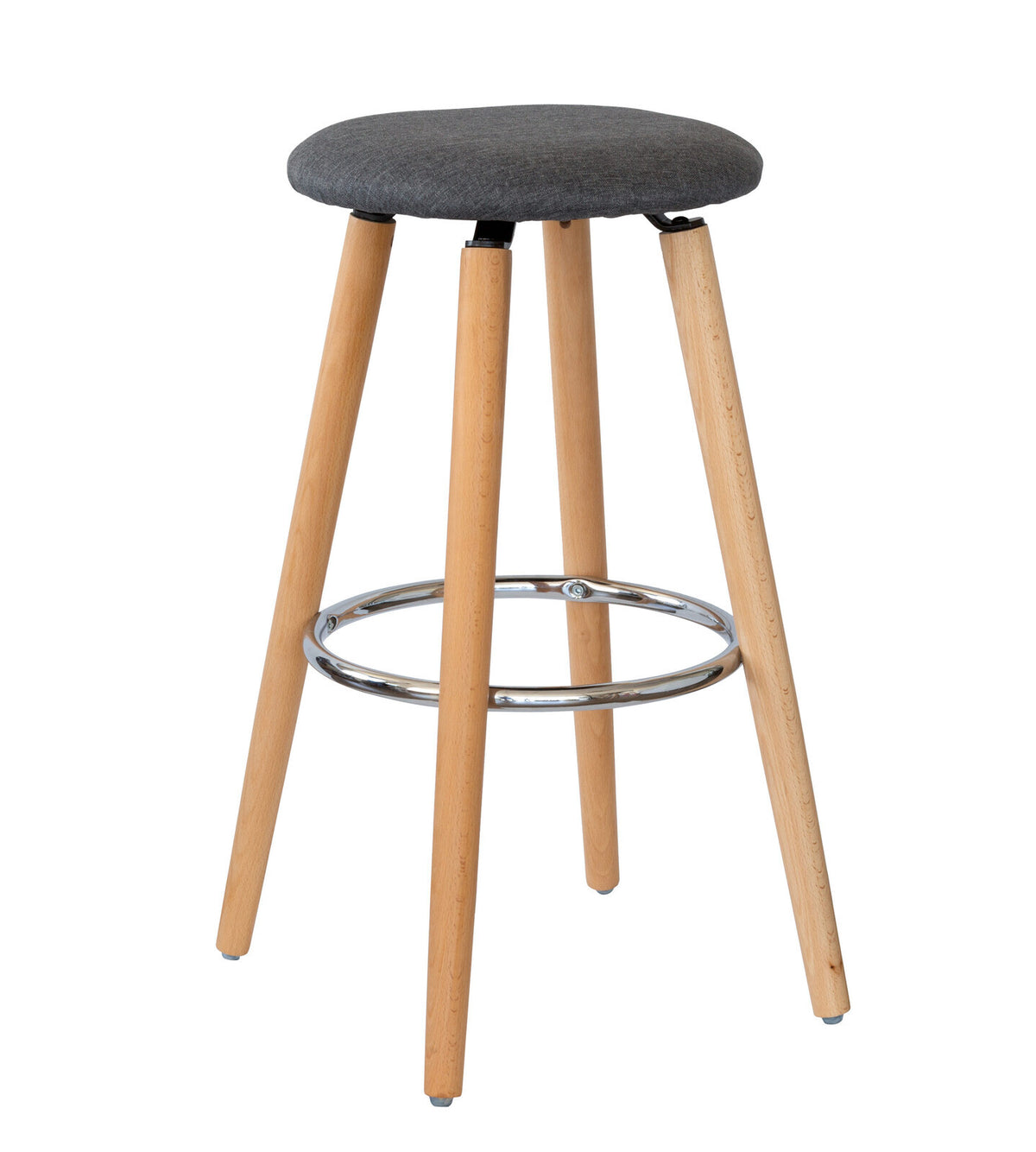 2 Cotton/Steel Modern Padded Barstools | Grey/Wood
