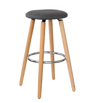 2 Cotton/Steel Modern Padded Barstools | Grey/Wood