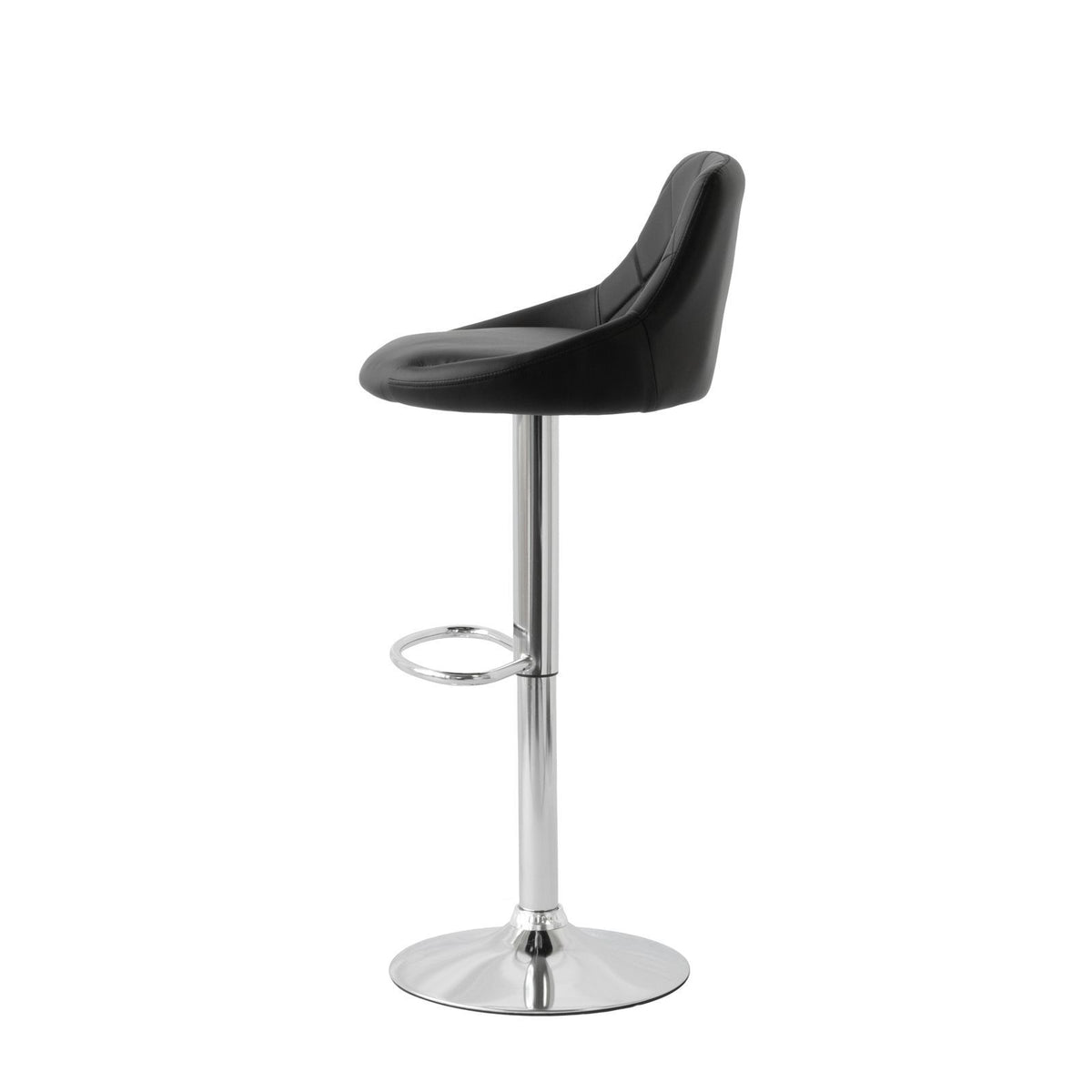2 Diamond Style Padded Leather Barstools | Black | Adjustable Height