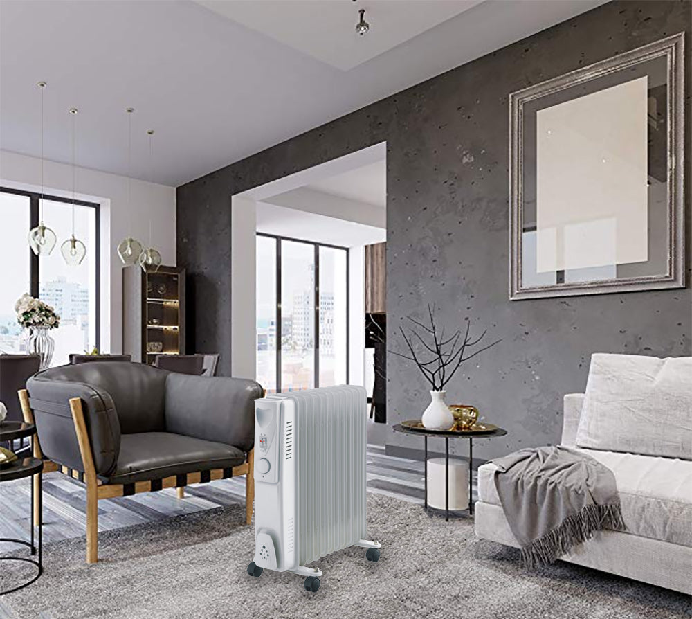 Oil Column Heater | 11-Fin | 2400W | 3 Heat Settings | Wheels