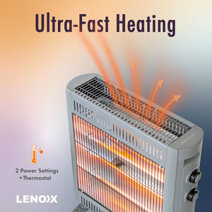 2200W Quartz Infrared Radiant Heater | Adjustable Thermostat | 2 Power Settings