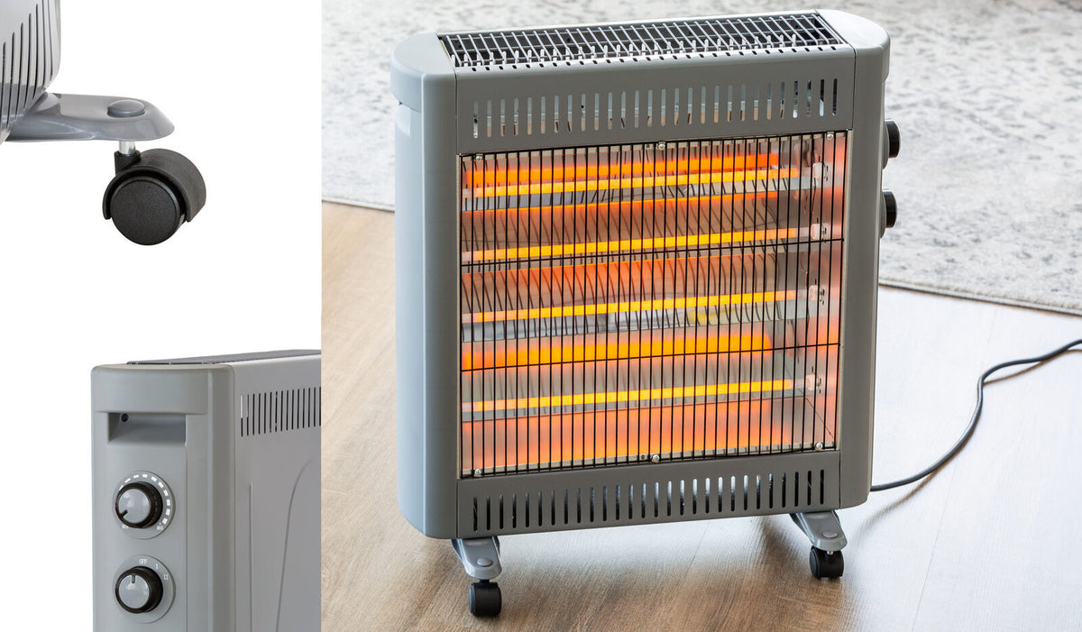 2200W Quartz Infrared Radiant Heater | Adjustable Thermostat | 2 Power Settings
