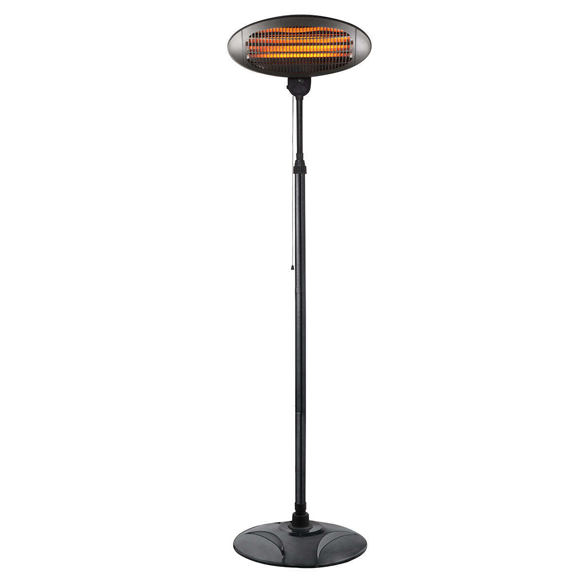 Electric Patio Heater | 2000W | 2.1m | Free Standing | Adjustable | Portable | Outdoor | Black