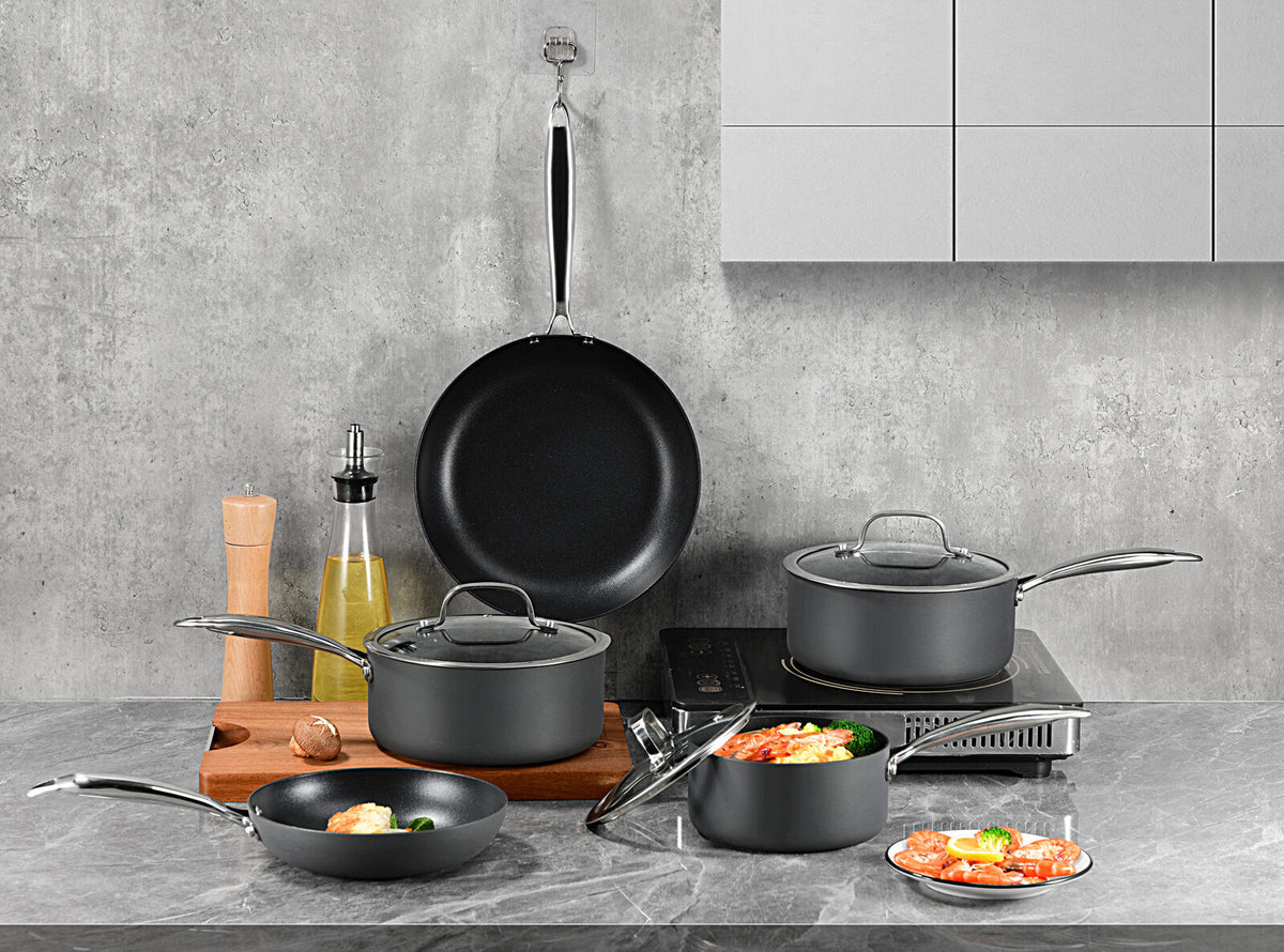 8-Piece Cookware Set | Non-Stick Coating | Glass Lids