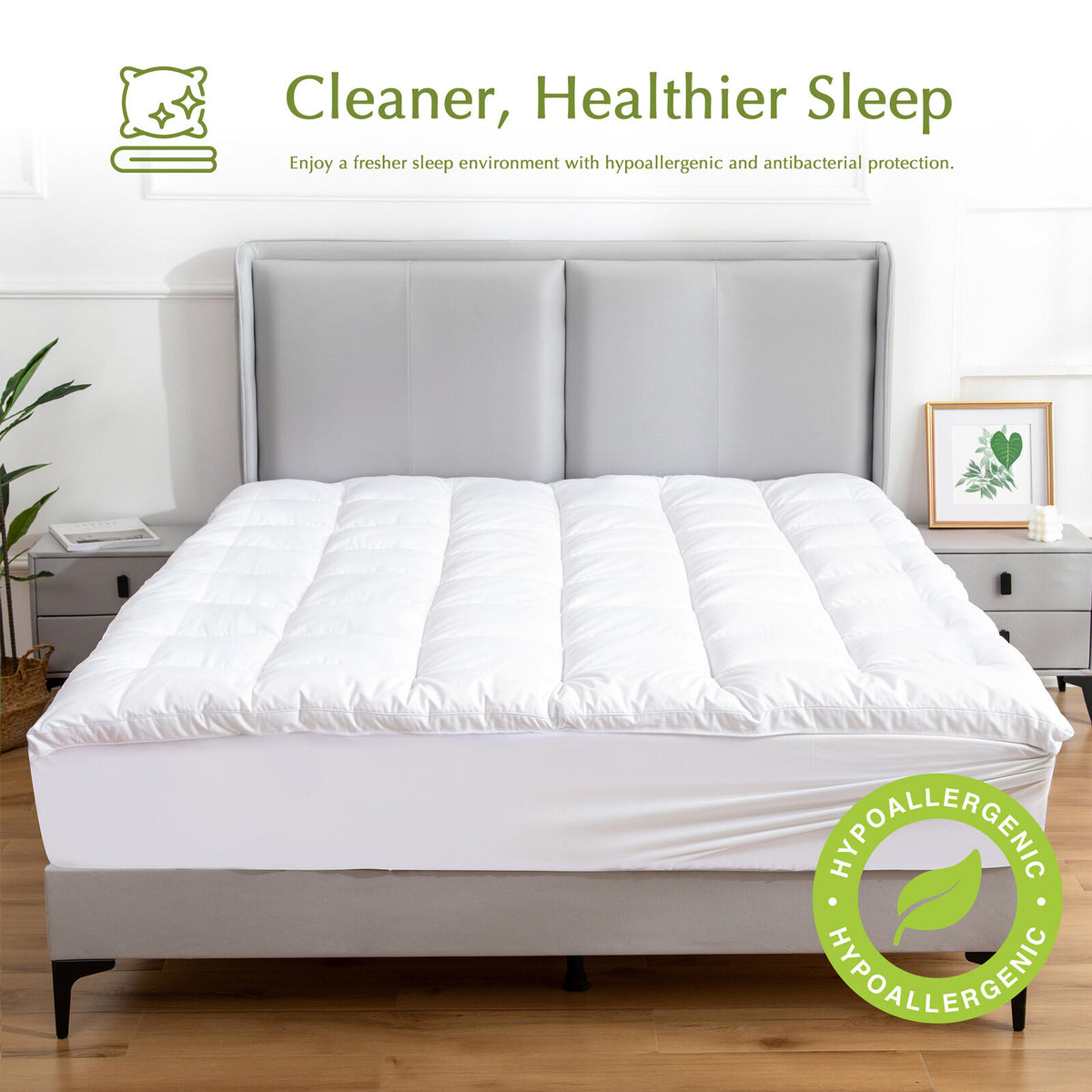 Hypoallergenic | Antibacterial | 100% Microfiber Filling | Mattress Topper | QUEEN