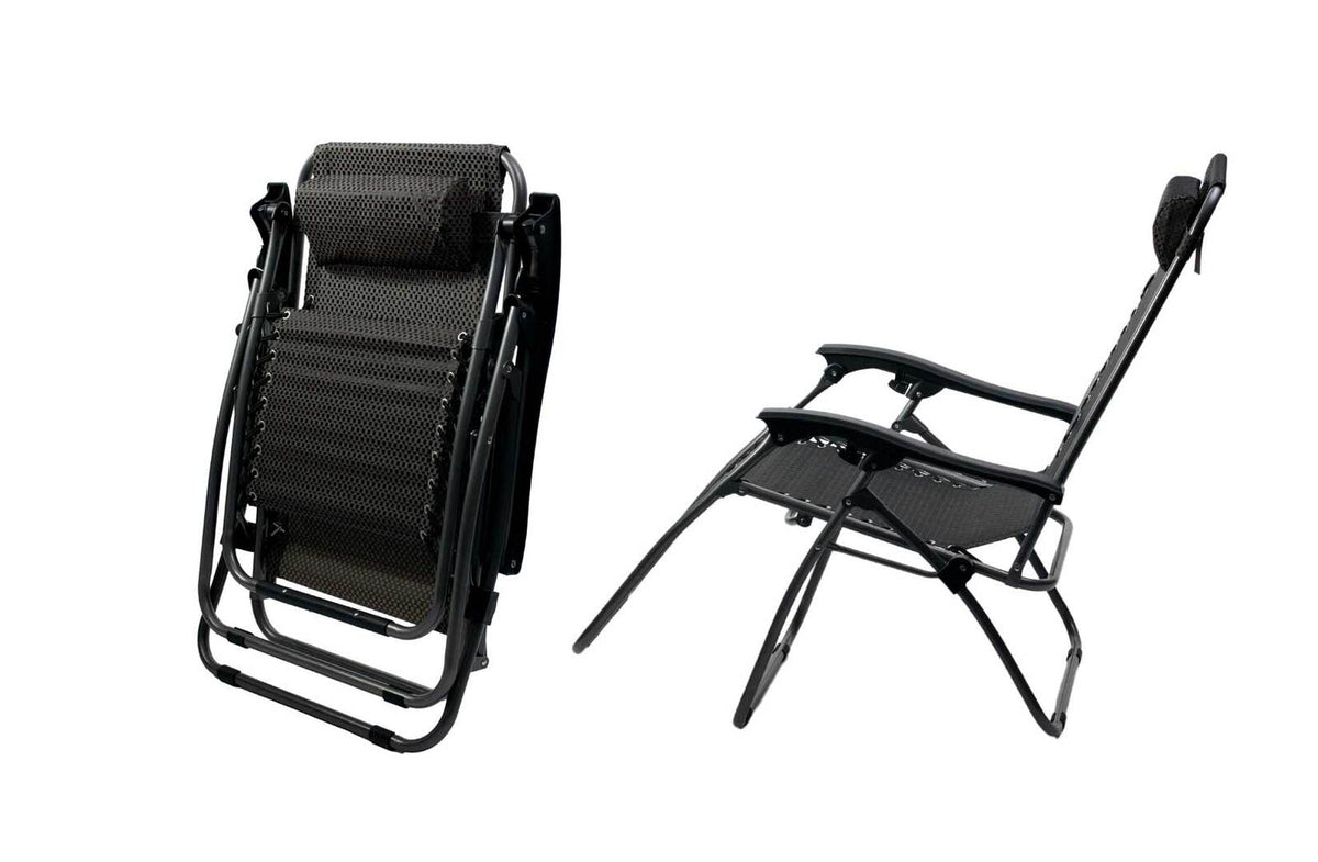 2 Pcs Zero Gravity Folding Reclining Chairs | Black | Adjustable Seating