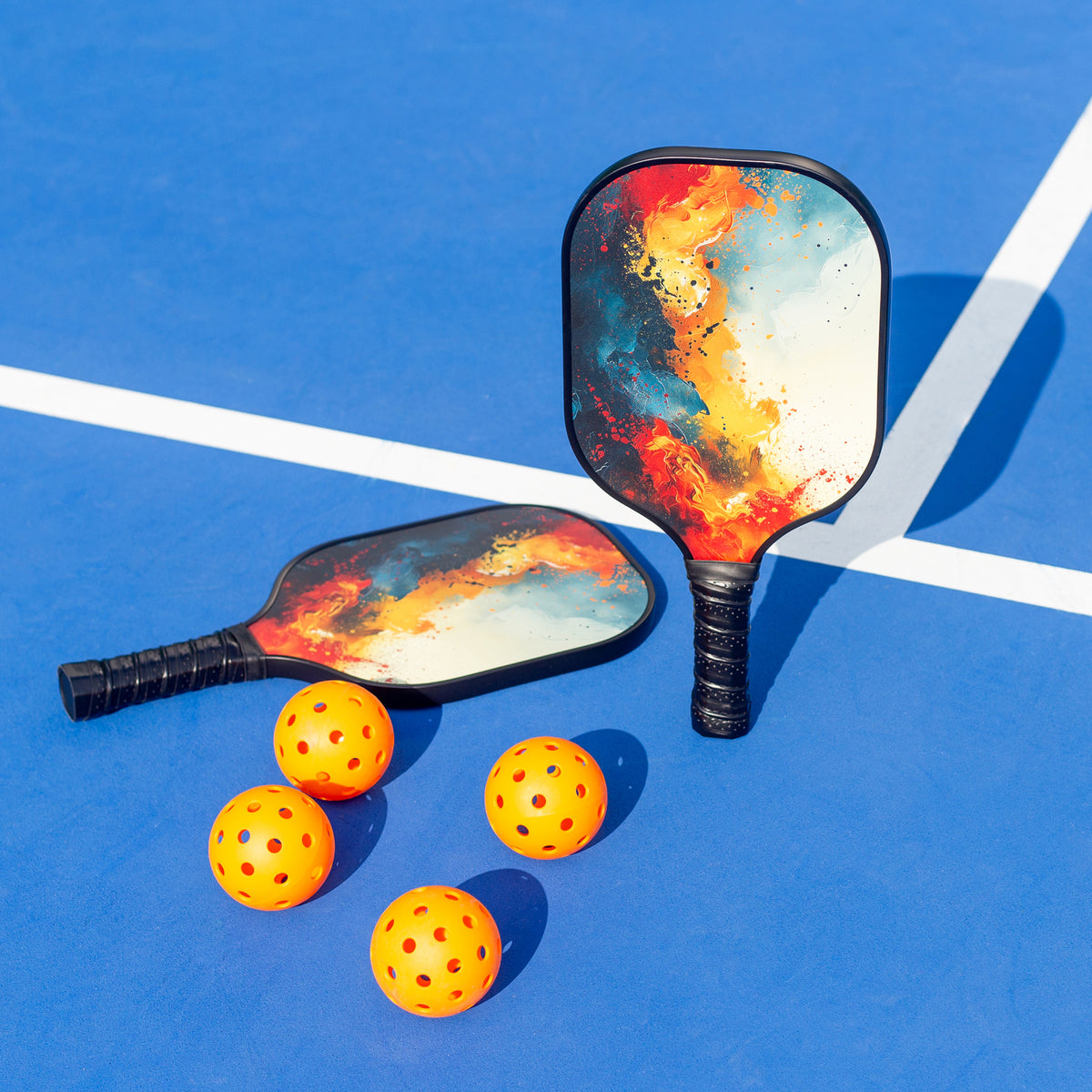 Pickleball Set with 4 Fiberglass Paddles, 6 Balls, Net & Carry Bag