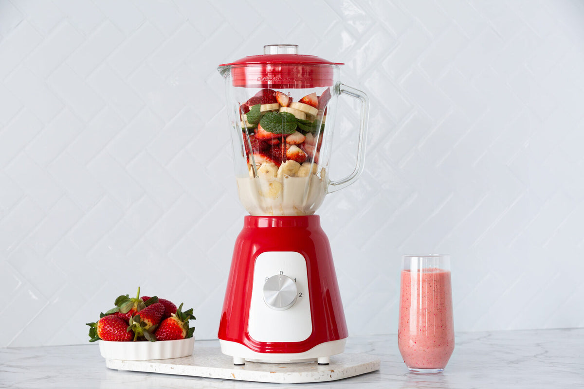 500W Glass Blender with Two Adjustable Speeds | 1.5L | Red | Durable & Efficient