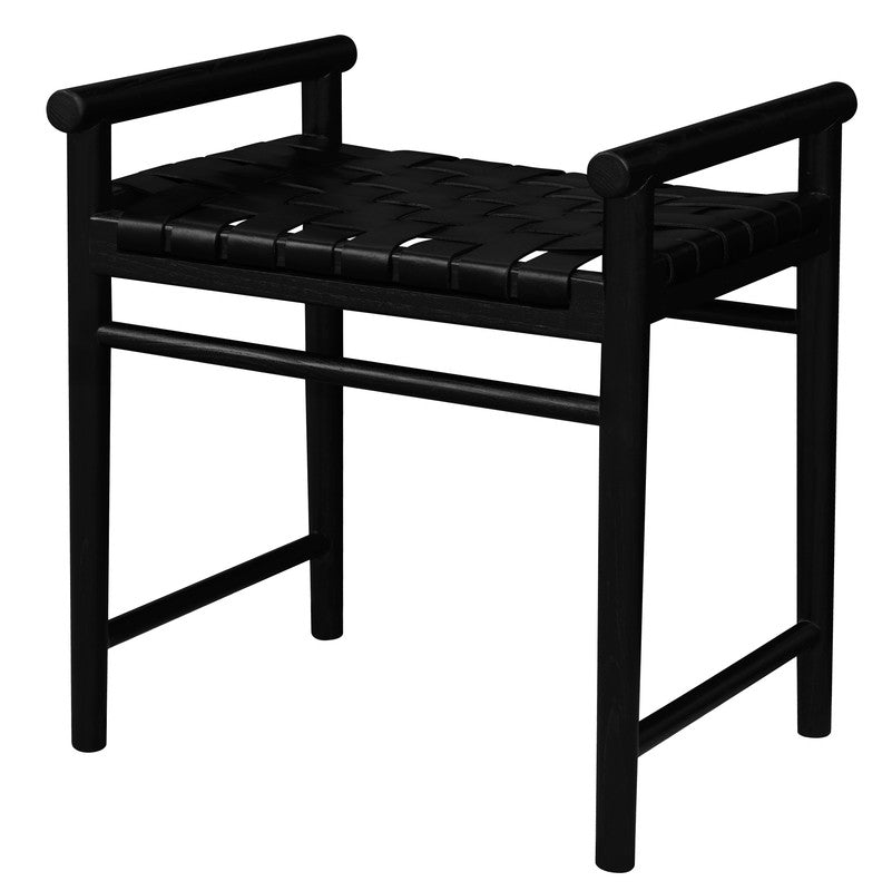 Elliot Single Seater Bench with Genuine Leather | Black