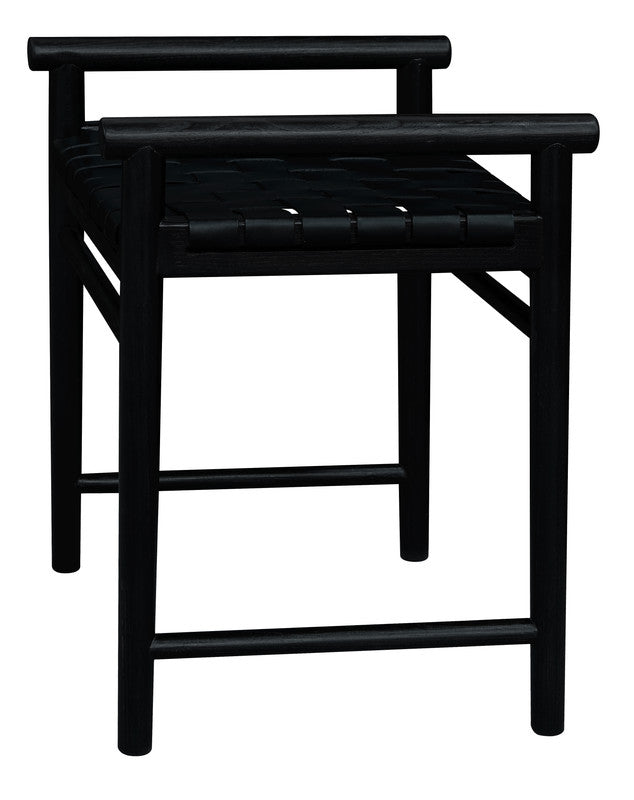 Elliot Single Seater Bench with Genuine Leather | Black