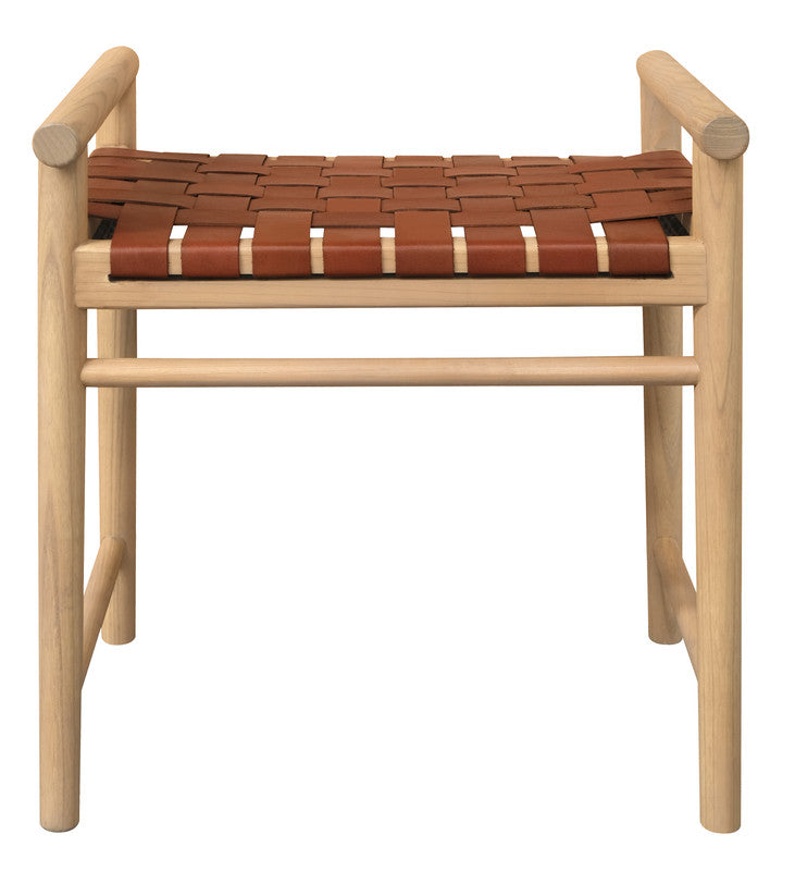 Elliot Single Seater Bench with Genuine Leather | Natural