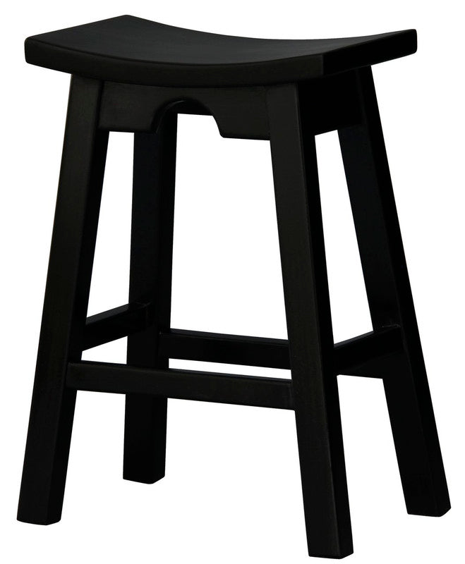 Ryo Solid Mahogany Kitchen Counter Stool | Black