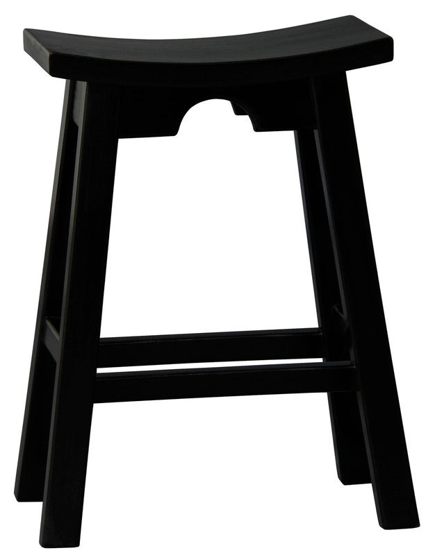 Ryo Solid Mahogany Kitchen Counter Stool | Black