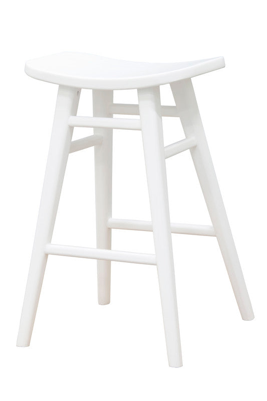 Aria Oval Solid Timber Counter Stool | White