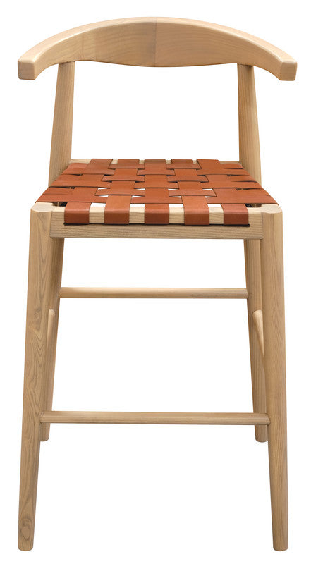 Elliot Genuine Leather Barstool | Set of 2 | Natural