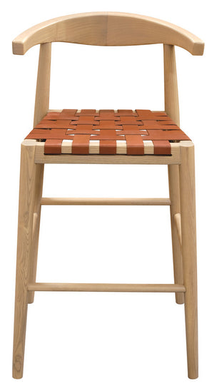 Elliot Genuine Leather Barstool | Set of 2 | Natural