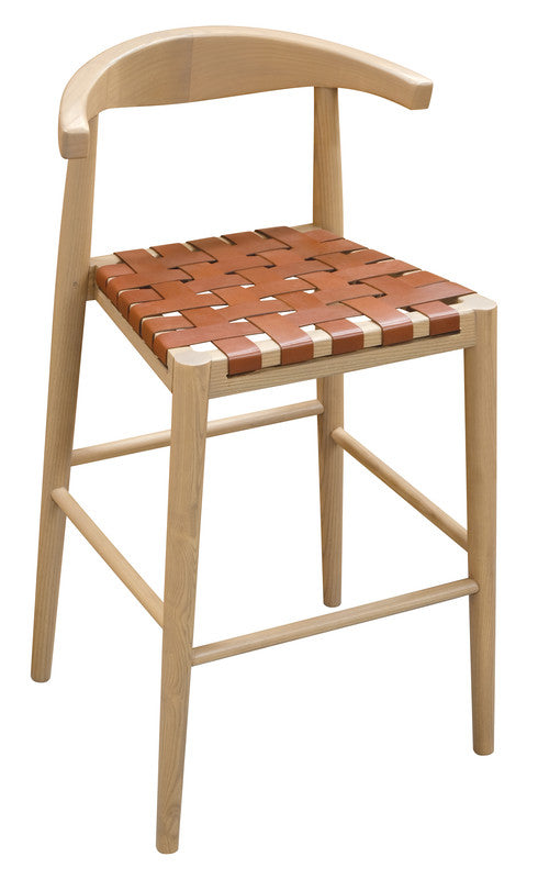 Elliot Genuine Leather Barstool | Set of 2 | Natural