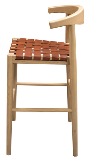 Elliot Genuine Leather Barstool | Set of 2 | Natural