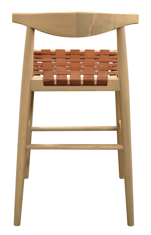 Elliot Genuine Leather Barstool | Set of 2 | Natural