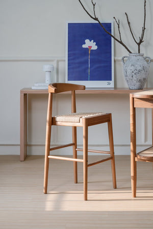 Arden Solid Oak Loom Kitchen Counter Stool | Almond