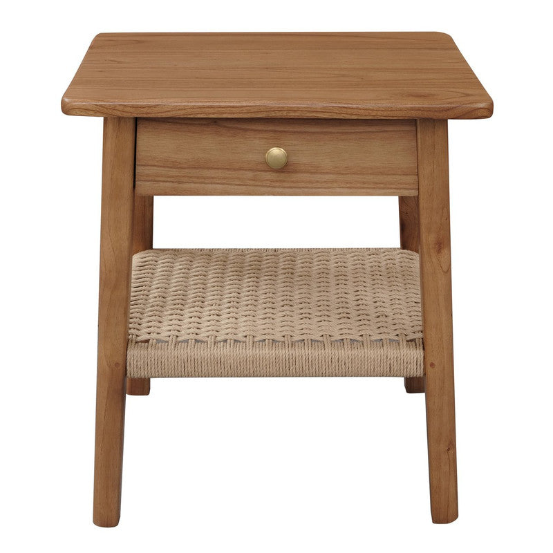 Kelly 1-Drawer Bedside Table | Almond Finish | Modern Wooden Bedroom Storage Cabinet