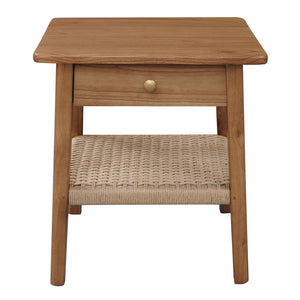 Kelly 1-Drawer Bedside Table | Almond Finish | Modern Wooden Bedroom Storage Cabinet