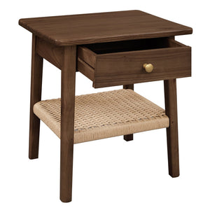 Kelly 1-Drawer Bedside Table | Walnut Finish | Modern Wooden Bedroom Storage Cabinet