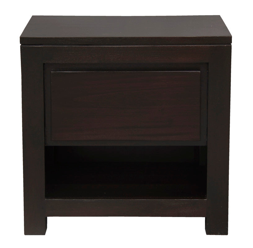 Amsterdam Solid Mahogany Timber 1 Drawer Bedside Table | Chocolate