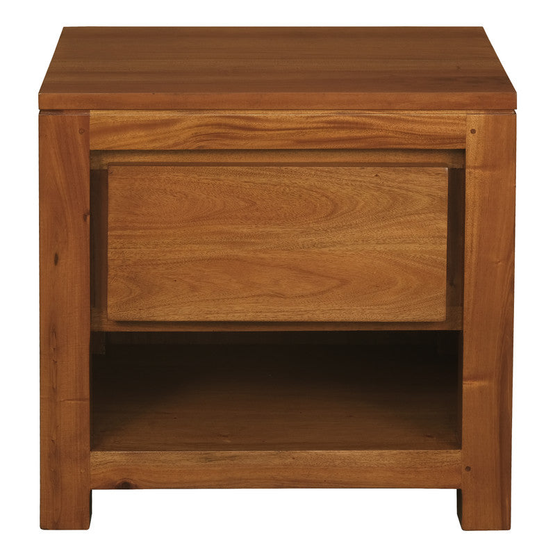Amsterdam Solid Mahogany Timber 1 Drawer Bedside Table | Light Pecan