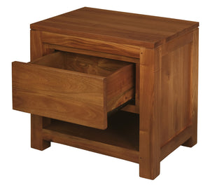Amsterdam Solid Mahogany Timber 1 Drawer Bedside Table | Light Pecan