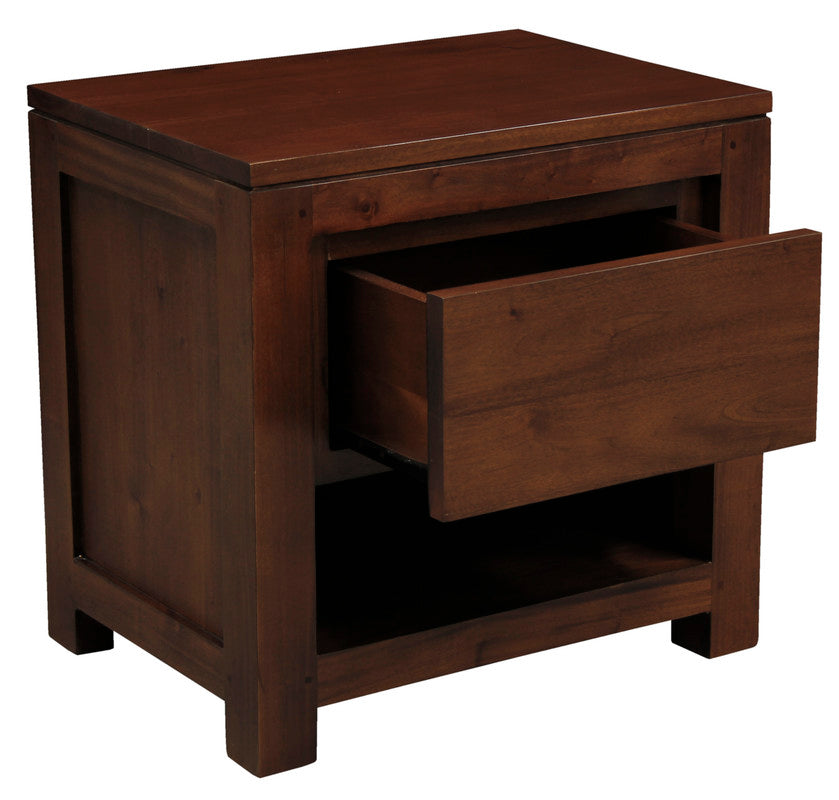 Amsterdam Solid Mahogany Timber 1 Drawer Bedside Table | Mahogany